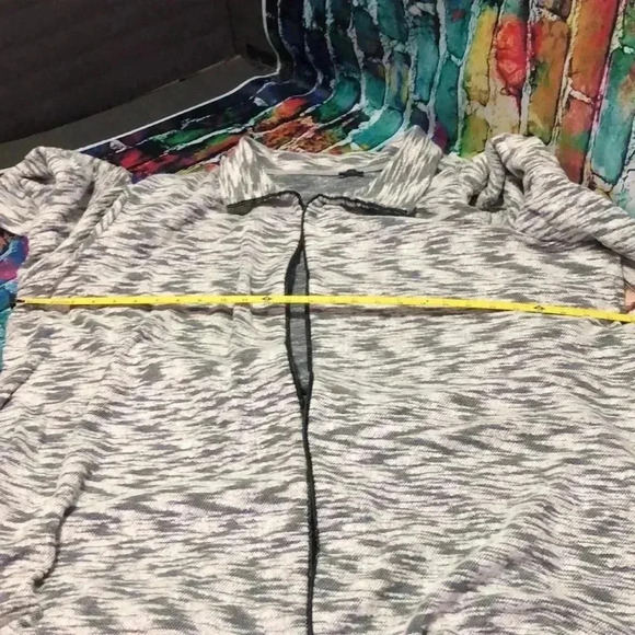 Studio 1886 sweater cardigan open front plus size 2X gray and white - Picture 9 of 12